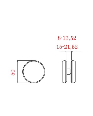 Pinza Redonda en Acero Inoxidable 316 Brillo y Satinado para Fijación de Cristales en Barandillas