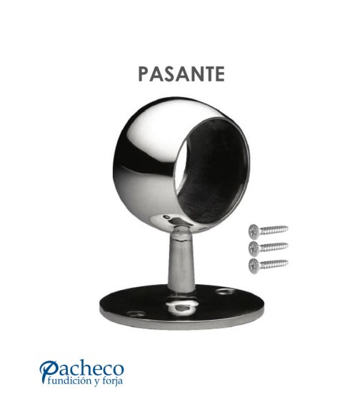 Soporte para Pasamanos Redondo y a Pared Pasante de Acero Inoxidable 316 Brillo y Satinado