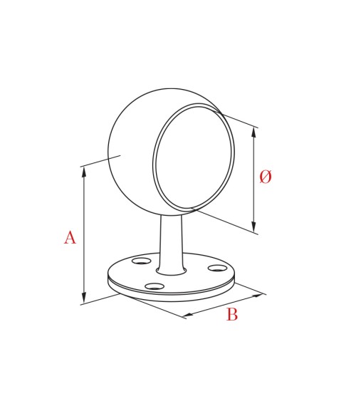 Soporte para Pasamanos Redondo y a Pared Ciego de Acero Inoxidable 316 Brillo y Satinado