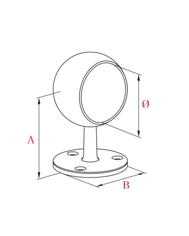Soporte para Pasamanos Redondo y a Pared Ciego de Acero Inoxidable 316 Brillo y Satinado