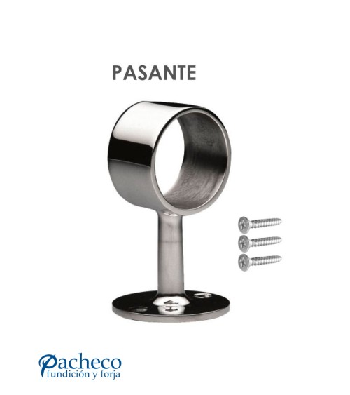 Soporte Cilíndrico para Pasamanos Redondo y a Pared Pasante de Acero Inoxidable 316 Brillo y Satinado