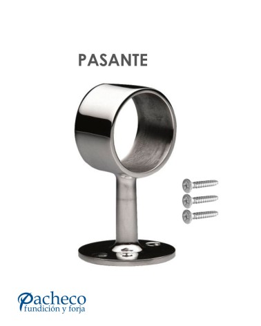 Soporte Cilíndrico para Pasamanos Redondo y a Pared Pasante de Acero Inoxidable 316 Brillo y Satinado