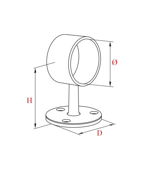 Soporte Cilíndrico para Pasamanos Redondo y a Pared Pasante de Acero Inoxidable 316 Brillo y Satinado