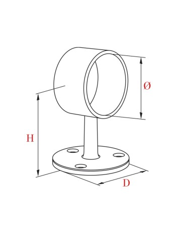 Soporte Cilíndrico para Pasamanos Redondo y a Pared Pasante de Acero Inoxidable 316 Brillo y Satinado
