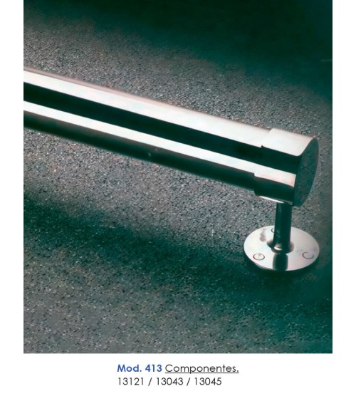 Soporte Cilíndrico para Pasamanos Redondo y a Pared Pasante de Acero Inoxidable 316 Brillo y Satinado