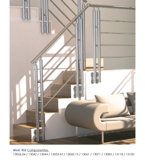 Soporte Cilíndrico para Pasamanos Redondo y a Pared Pasante de Acero Inoxidable 316 Brillo y Satinado