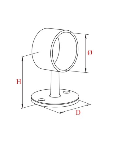 Soporte Cilíndrico para Pasamanos Redondo y a Pared Ciego de Acero Inoxidable 316 Brillo y Satinado