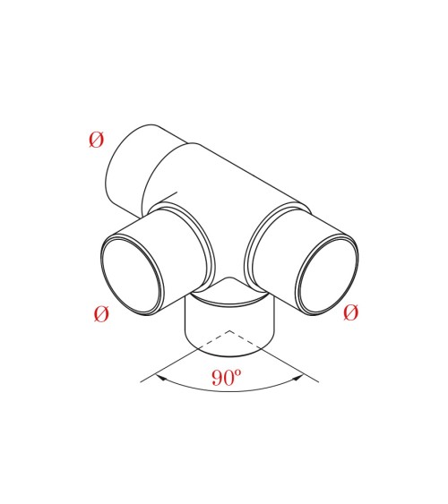 Conector de Acero Inoxidable 316 para Unión de Cuatro Tubo Brillo y Satinado Redondo 43 mm - 50,8 mm