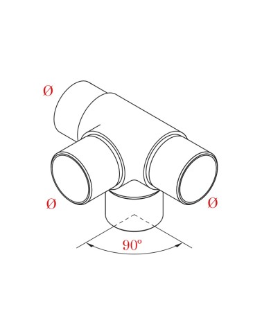 Conector de Acero Inoxidable 316 para Unión de Cuatro Tubo Brillo y Satinado Redondo 43 mm - 50,8 mm
