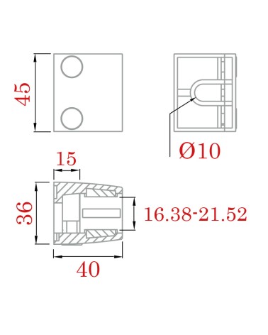 Pinza Inferior de Acero Inoxidable 316 Brillo y Satinado con Tapa para Cuadrado