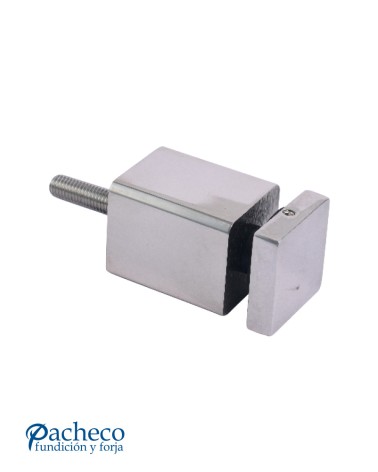 Soporte Cuadrado de Acero Inoxidable 326 Brillo y Satinado para Fijación Directa de Vidrio en Barandillas