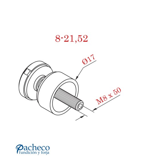 Pinza de Botón de Acero Inoxidable 316 Brillo y Satinado para Fijación Única de Cristal de 6 a 16 mm