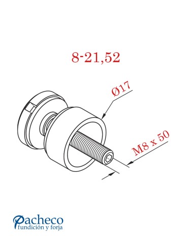 Pinza de Botón de Acero Inoxidable 316 Brillo y Satinado para Fijación Única de Cristal de 6 a 16 mm