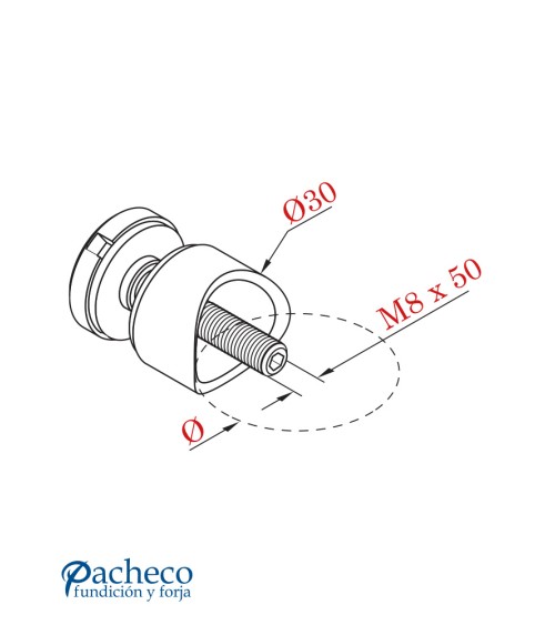 Pinza de Botón de Acero Inoxidable 316 Brillo y Satinado para Redondo 40 - 43 mm