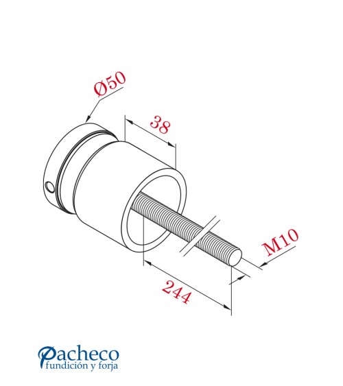 Pinza de Botón de Acero Inoxidable 316 para Barandillas de Cristal de 12,76 mm a 16,76 mm