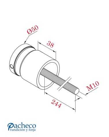 Pinza de Botón de Acero Inoxidable 316 para Barandillas de Cristal de 12,76 mm a 16,76 mm