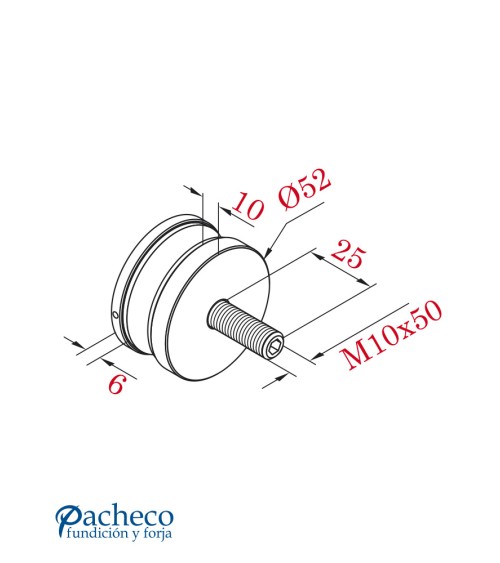 Pinza de Botón de Acero Inoxidable 316 para Fijación Directa de Cristal de 8,76 mm a 46,76 mm
