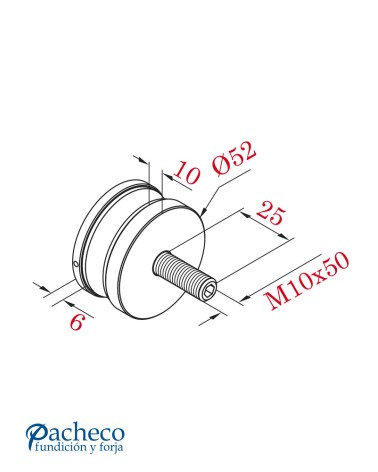 Pinza de Botón de Acero Inoxidable 316 para Fijación Directa de Cristal de 8,76 mm a 46,76 mm