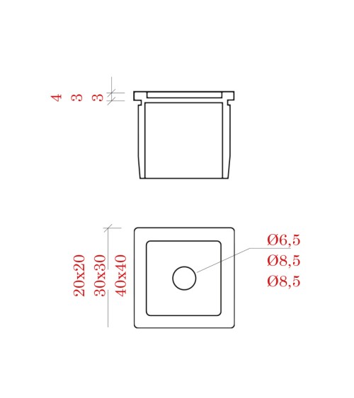 Casquillo Empotrable para Poste Cuadrado de Acero Inoxidable 316 Brillo y Satinado