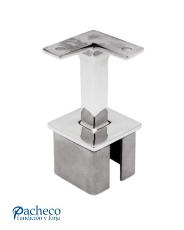 Soporte en Esquina para unión de Poste y Pasamanos Cuadrado de Acero Inoxidable 316 Brillo y Satinado