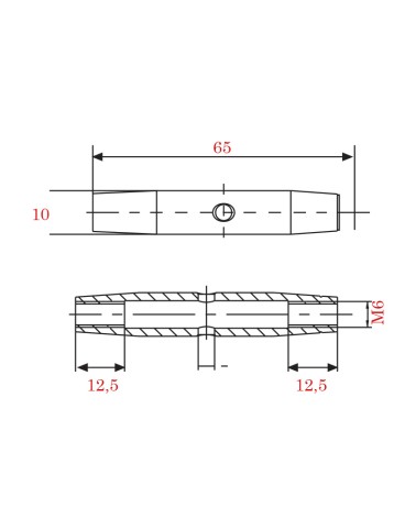 Cuerpo Tensor de Acero Inoixdable Roscado M6