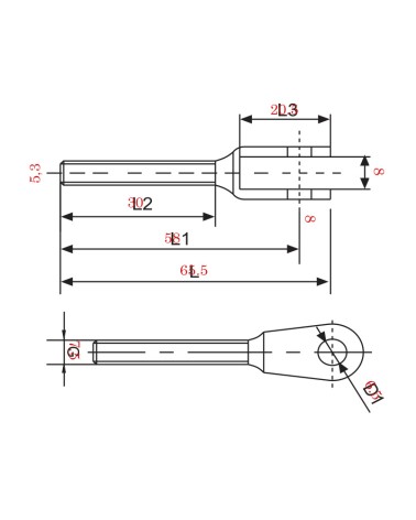 Terminal a Presión Horquilla de Acero Inoxidable Agujero Interno para Cable 5 mm Diámetro