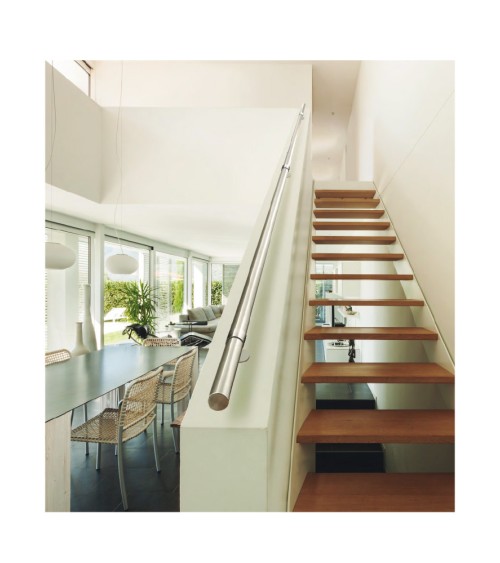 Soporte Cilíndrico para Pasamanos Redondo y a Pared Pasante de Acero Inoxidable 316 Brillo y Satinado