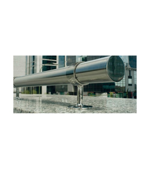 Soporte Cilíndrico para Pasamanos Redondo y a Pared Pasante de Acero Inoxidable 316 Brillo y Satinado