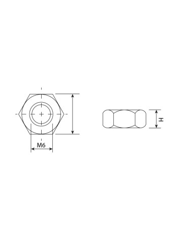 Tuerca M6 de Acero Inoxidable IZQ y DCHA
