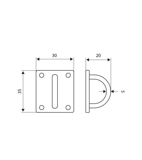Placa con Asa de Amarre de Acero Inoxidable para Fijación a Superficie