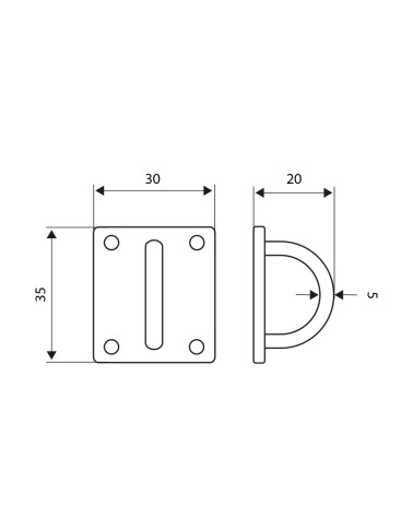 Placa con Asa de Amarre de Acero Inoxidable para Fijación a Superficie