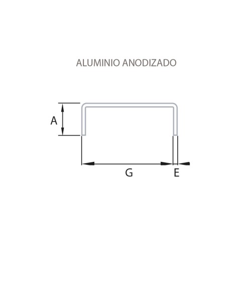 Pasamanos de Aluminio Anodizado para Barandillas de Cristal Acabado Brillo