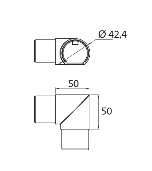 Codo de Acero Inoxidable 316 a 90 º Recto Brillo y Satinado Redondo 42,4 mm