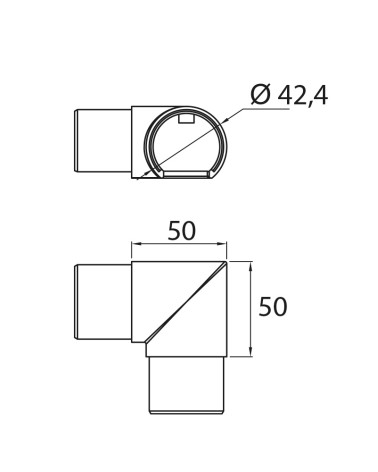 Codo de Acero Inoxidable 316 a 90 º Recto Brillo y Satinado Redondo 42,4 mm