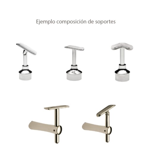 Soporte Superior en Esquina para Pasamanos Redondo de Acero Inoxidable 316 Brillo y Satinado