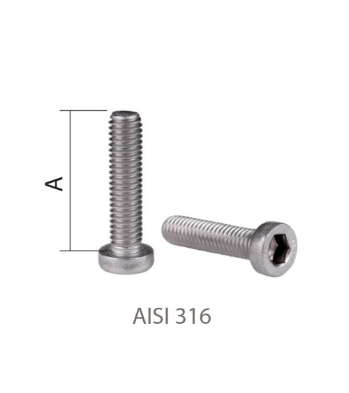 Tornillo Allen Cabeza Cilíndrica Baja AISI 316 (M4-M8)