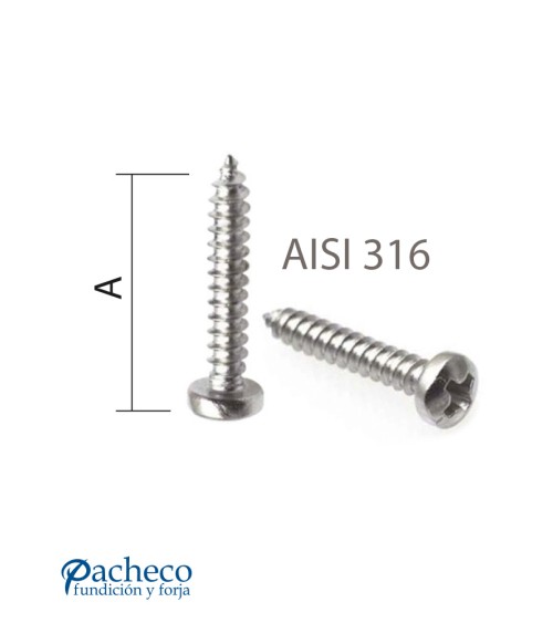 Tornillo Cabeza Redonda AISI 316 para Acero Inoxidable