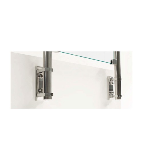 Soporte Rectangular de Acero Inoxidable 316 Brillo y Satinado a Pared para Sujección Doble de Poste Redondo