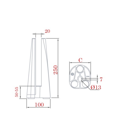 Pinza de Suelo en Acero Inoxidable 316 Brillo - Satinado - PVD Negro para Barandillas de Vidrio