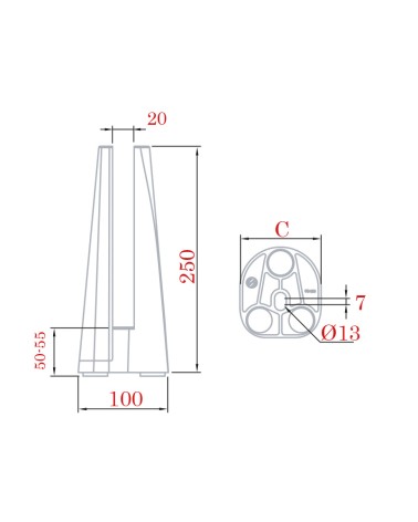 Pinza de Suelo en Acero Inoxidable 316 Brillo - Satinado - PVD Negro para Barandillas de Vidrio