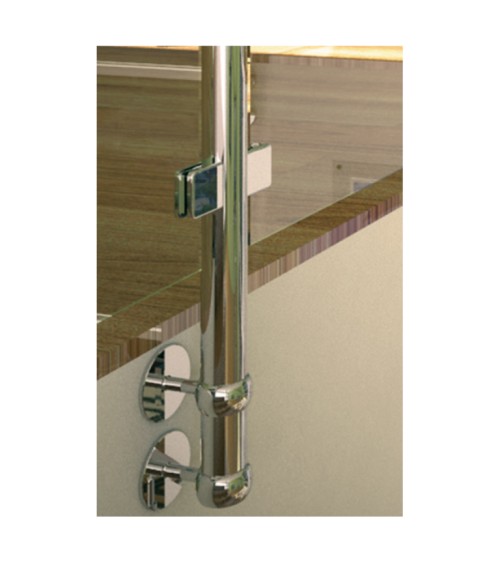 Poste Redondo 43 mm de Acero Inoxidable 316 Brillo y Satinado con Rosa Métrica M8 Lateral