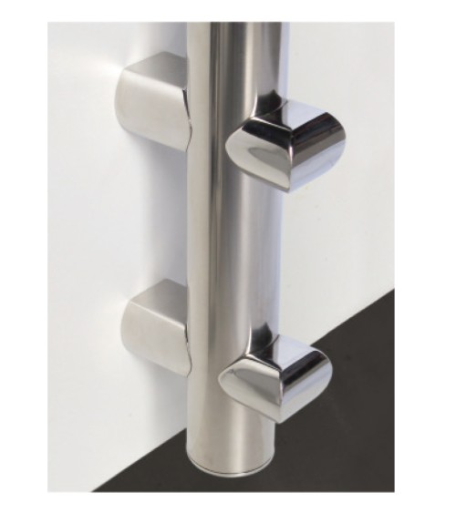 Poste Redondo 43 mm de Acero Inoxidable 316 Brillo y Satinado con Rosa Métrica M8 a 180º