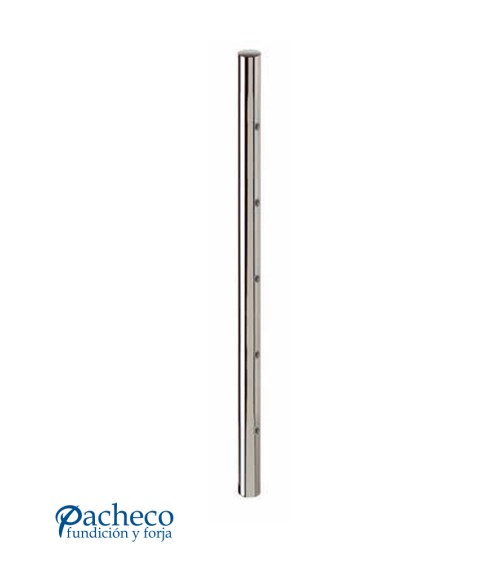 Poste Redondo 43 mm de Acero Inoxidable 316 Brillo y Satinado con Rosa Métrica M6 Lateral