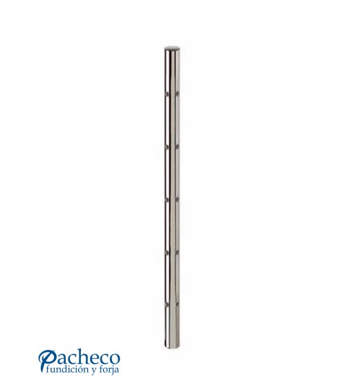 Poste Redondo 43 mm de Acero Inoxidable 316 Brillo y Satinado con Rosa Métrica M6 a 90º