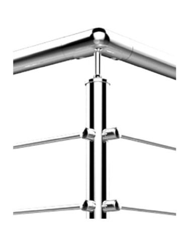 Poste Redondo 43 mm de Acero Inoxidable 316 Brillo y Satinado con Rosa Métrica M6 a 90º