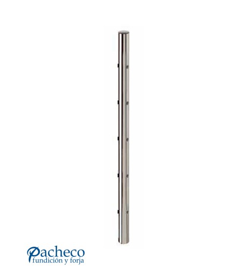 Poste Redondo 43 mm de Acero Inoxidable 316 Brillo y Satinado con Rosa Métrica M6 a 180º