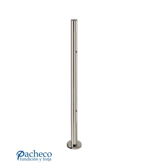 Poste Redondo 43 mm de Acero Inoxidable 316 Brillo y Satinado con Rosa Métrica M8 Lateral y Anclaje en la Base