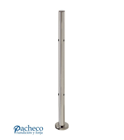 Poste Redondo 43 mm de Acero Inoxidable 316 Brillo y Satinado con Rosa Métrica M8 a 180º y Anclaje en la Base