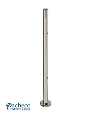 Poste Redondo 43 mm de Acero Inoxidable 316 Brillo y Satinado con Rosa Métrica M8 a 180º y Anclaje en la Base