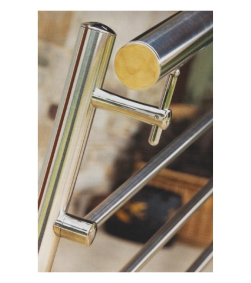 Poste Redondo 43 mm de Acero Inoxidable 316 Brillo y Satinado con Rosa Métrica M6 Lateral y Anclaje en la Base